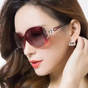 NEW Trendy Polarized Sunglasses UV Protection Round Sunglasses Eyewear Burgandy